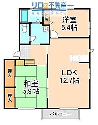 レジデンス松井C棟 2LDKの間取図画像