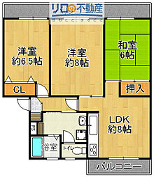 アビタシオン仁川 3LDKの間取図画像