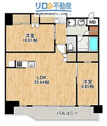 プレジオ宝塚ASIAN 2LDKの間取図画像