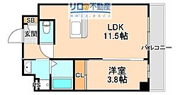 伊丹市中央4丁目マンション 1LDKの間取図画像