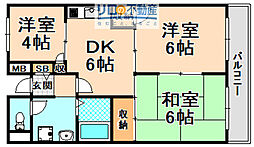 エーリーC 3DKの間取図画像