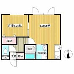ファーネスII 1階1LDKの間取り