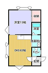 ヒルズ-B 1DKの間取図画像