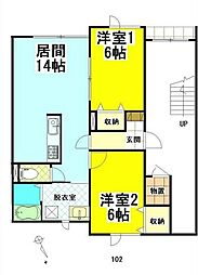 ジャパンステージD 2LDKの間取図画像