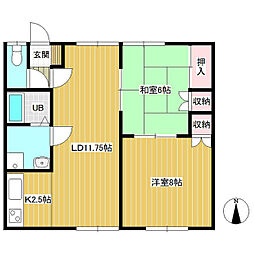 ニッコーハイツ 2LDKの間取図画像