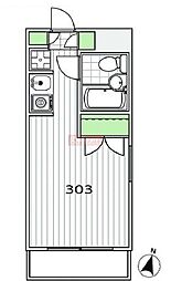 ベルハイム初台 3階ワンルームの間取り