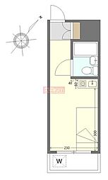 シティコア梅ヶ丘 1階ワンルームの間取り
