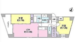 ＴＨＥパームス代々木上原コスモテラス 3階2LDKの間取り