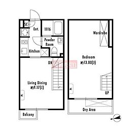 プライマル下北沢代沢 1階1LDKの間取り