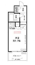 パーク・ノヴァ松原 1階ワンルームの間取り