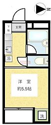 目黒壱番館 2階ワンルームの間取り