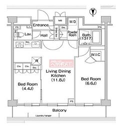 コンフォリア駒場 3階2LDKの間取り