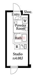 ファーヴァル代々木上原 3階ワンルームの間取り