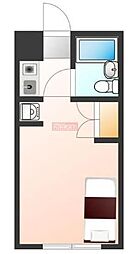 オーバンパレ 1階ワンルームの間取り