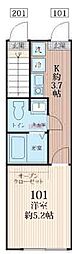 ＣＯＺＹ代田橋 101 1階1Kの間取り