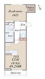 Nest下北沢 3階1LDKの間取り