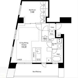 パークハウス代々木公園アーバンス 7階1LDKの間取り