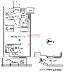 メゾン・クロイゾン 5階1DKの間取り