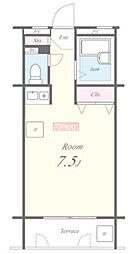 ピュアハウス経堂 1階ワンルームの間取り