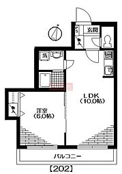ベネレイト幡ヶ谷 2階1LDKの間取り