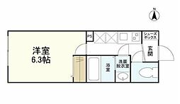 ウェルスクエアイズム下北沢 2階1Kの間取り