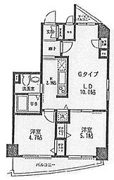 ラスカシエロ下北沢 6階2LDKの間取り