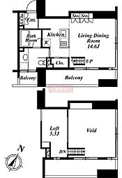 プレミアブラン代々木公園 7階ワンルームの間取り