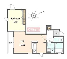コートローザ 1LDKの間取図画像