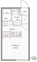 ZESTY豪徳寺 ワンルームの間取図画像