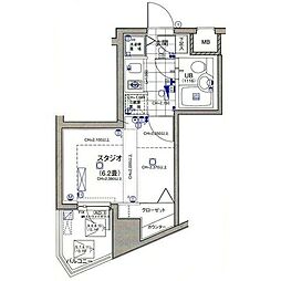 日神デュオステージ笹塚西館 1Kの間取図画像