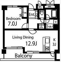 ガーデン杉並方南 1LDKの間取図画像