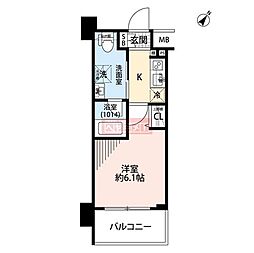 プレール・ドゥーク渋谷初台 1Kの間取図画像