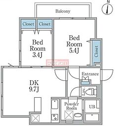 Lapule明大前 2DKの間取図画像