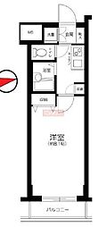 エスコートノヴェル代々木公園 1Kの間取図画像
