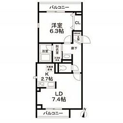 M-haus 1LDKの間取図画像