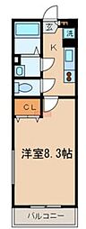 グリーンパル 1Kの間取図画像