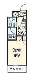 グラントゥルース練馬3 1Kの間取図画像