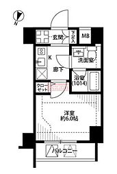 プレール・ドゥーク渋谷幡ヶ谷 1Kの間取図画像