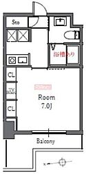 TOTSURESIDENCESHIBA 1Kの間取図画像