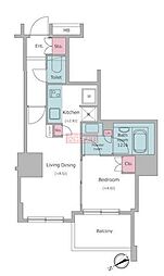 レジディアタワー目黒不動前 1LDKの間取図画像