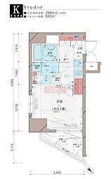 メインステージ五反田駅前 1Kの間取図画像