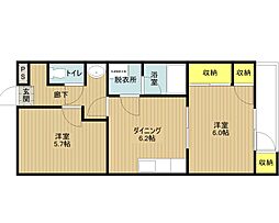 ハイツ・サンライズ 2DKの間取図画像