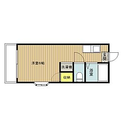 フラワーハイツ ワンルームの間取図画像