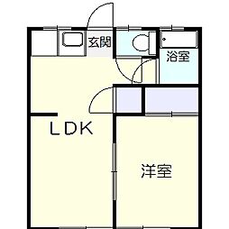 笹尾ハイツ 1LDKの間取図画像