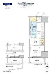 プラウドフラット四谷三丁目 6階1DKの間取り
