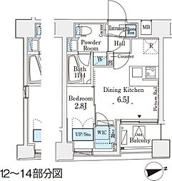 レジデンス文京春日 5階1DKの間取り