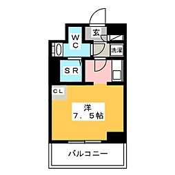 レジディア市谷薬王寺 ワンルームの間取図画像