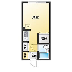 四谷ハウス ワンルームの間取図画像