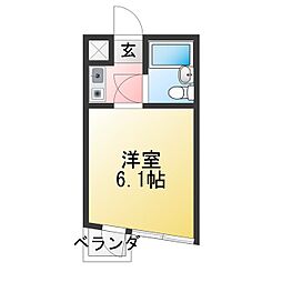 カーサ奈須野 1Kの間取図画像
