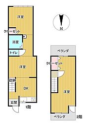 朝日が丘1丁目　中古戸建 3DKの間取り